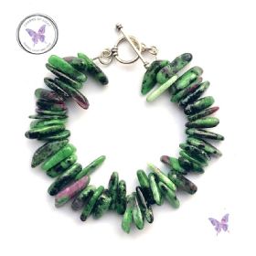Anyolite Ruby Zoisite Chip Bracelet With Toggle Clasp